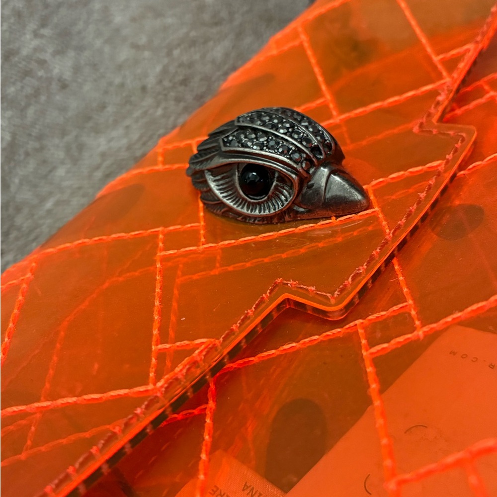 Kurt Geiger Kensington Transparent Quilted Crossbody Bag Orange - Picture 2 of 9